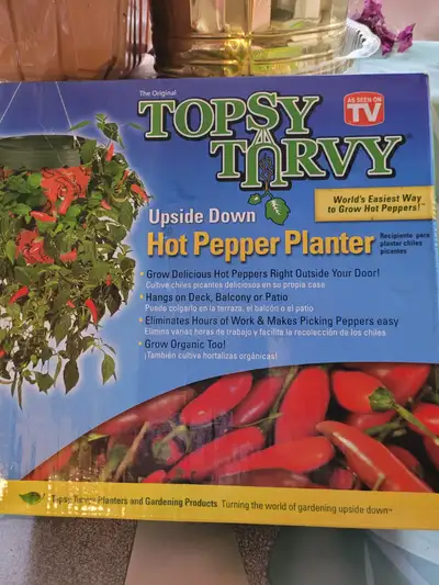 Topsy Turvy Pepper Planter -new, never used -I keep forgetting to use it -$10. cash only