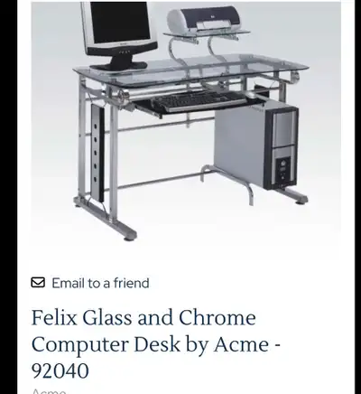 Felix glass and chrome computer desk , View more
