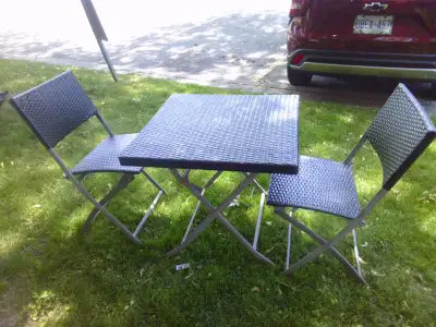 WICKER TABLE AND 2 CHAIRS, View more