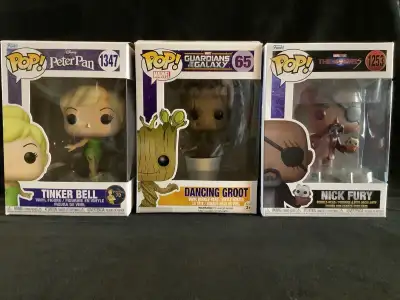 #65 Dancing Groot from Guardians of the Galaxy #1253 Nick Fury from The Marvels #1357 Tinkerbell fro...