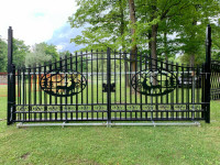 dual swing gate, fence, walk gate, aluminum gate, wrought iron g