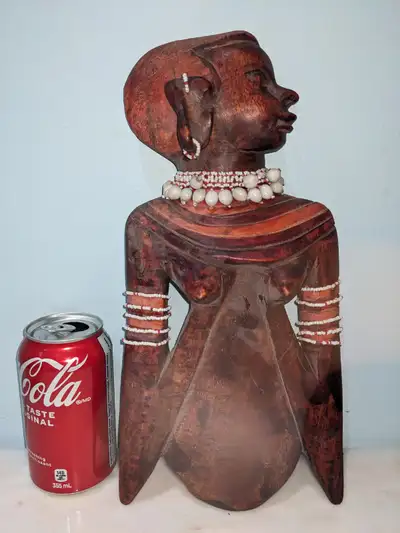 Kenyan wood carved woman figurine, View more