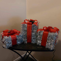 3 Pcs Set Silver Garland Lighted Gift Boxes - $50.00 / Set