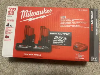 Brand new MILWAUKEE dual M12 high output 5ah batteries & charger, View more