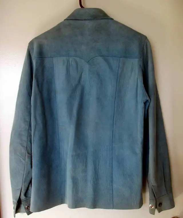 Men’s Vintage Blue Suede Leather Jacket Size Small DFU-056 in Men's in City of Toronto - Image 3