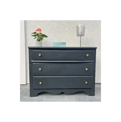 Beautiful hand, refurnished wooden dresser. Painted with high-quality Benjamin Moore primer and blac...