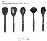 KitchenAid Gourmet Nylon Tool Set, Black, 5-pc