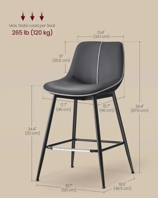 Counter Height Bar Stool with Back, Ergonomic Backrest, Synthet in Chairs & Recliners in Markham / York Region - Image 8