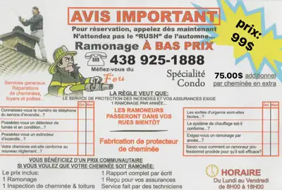 AVIS IMPORTANT. RAMONAGE A BAS PRIX., View more
