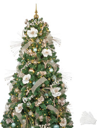 KI Store 7ft Artificial Christmas Tree with Ornaments & Remote