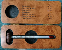 Vintage French Wine Thermometer with Wood Barrel Top