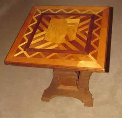 vintage square wooden handcrafted table, View more