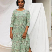 Pastel Green Paisley Print Kurti - Clotho Studio Eco Clothing