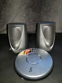 Vintage Sony Diskman and speakers 
