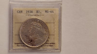 Canada $1 1936 – ICCS MS64