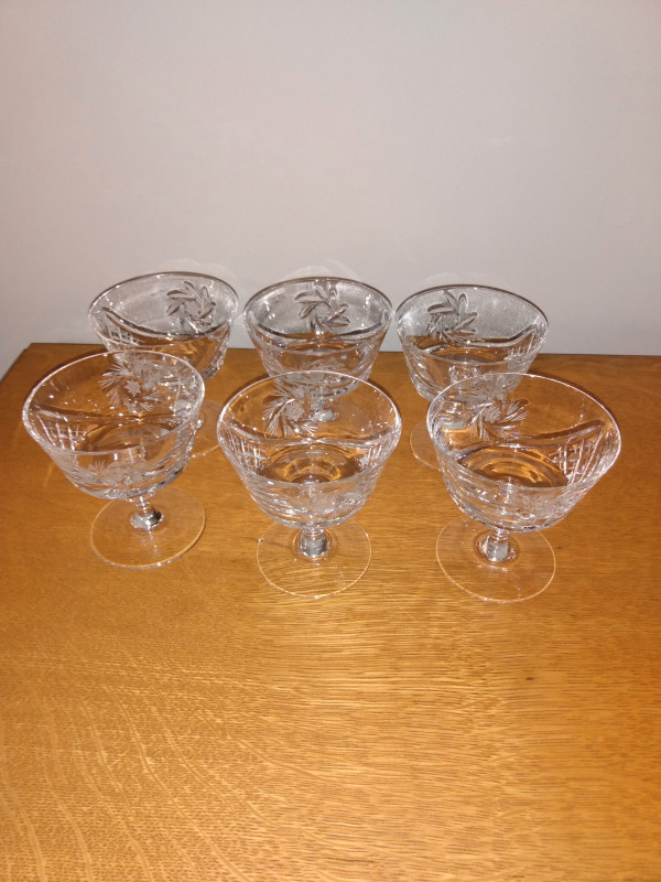 Vintage Pinwheel Bohemian Czech sherbert/shrimp cocktail glasses in Arts & Collectibles in Delta/Surrey/Langley