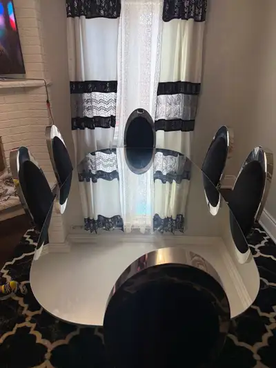 Glass Dining Table and 6 Black Chairs, View more