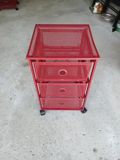 Postmodern Red Metal Storage Unit from Ikea, 1980s- 3 drawers, View more