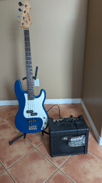 Renegade Bass Guitar, practice amp and soft case
