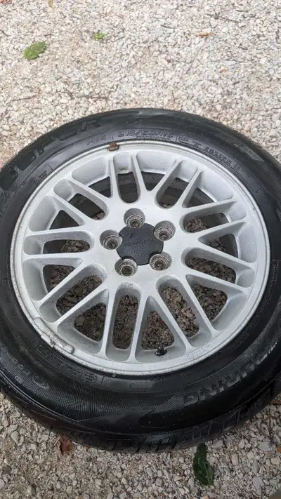 16" OEM Subaru rims. I had them on my 2nd gen Forester. They'll fit multiple Subaru models but do yo...