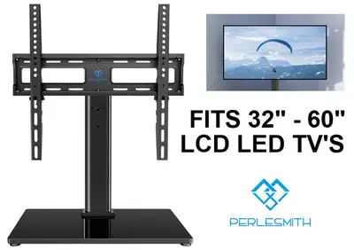 Perlesmith TV Stand with Swivel glass base for 32"-60" to 88lbs, View more