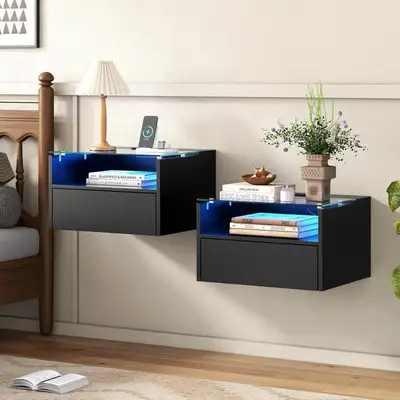 Floating Nightstands with LED Lighting, View more