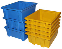 PLASTIC TOTES, STACK AND NEST BINS, PLASTIC STACKING PARTS BINS.