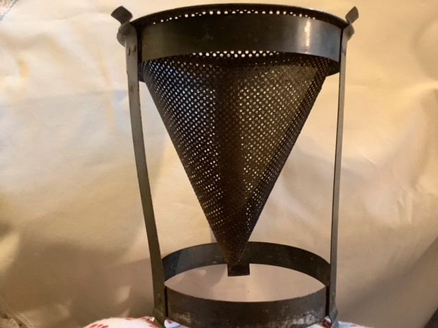 Antique Metal Tripod Cone Shaped Sieve with a Wooden Pestle in Arts & Collectibles in Belleville