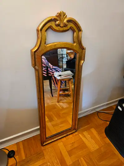 Vintage Carved Gold Leaf Full-Length Wall Mirror, View more