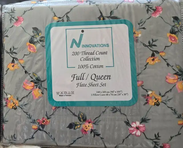 $30 for Both! Sealed Queen flat Sheet Set(no fitted sheet)cotton in Bedding in Mississauga / Peel Region - Image 3