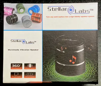 Turns any solid surface into a hifi speaker system. Comes with USB charging cable. FEATURES: ✔︎ Size...