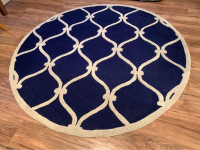 Blue High Quality Pure Wool  6'ft.  Round Area Rug