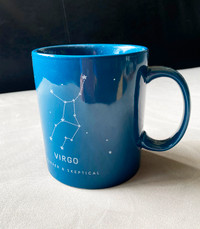 Indigo Virgo Zodiac sign blue coffee mug 14 Oz large. NEW