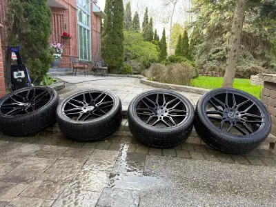 • Full set of 4 tires & 24” rims • Tire size: 305/35R24 • Tires: Nexen Roadian HP (Korean-made, NOT...