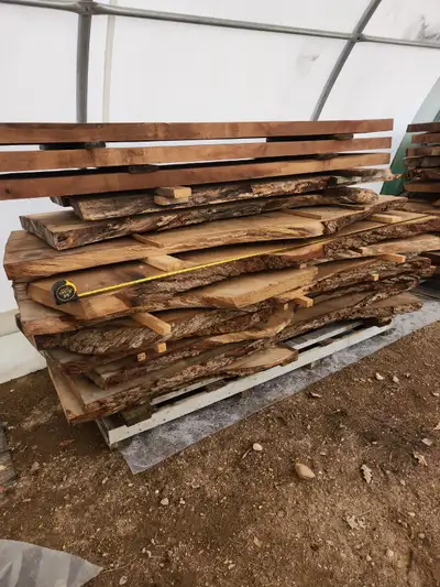 3” Thick Live Edge White Oak & Black Walnut Slab, View more