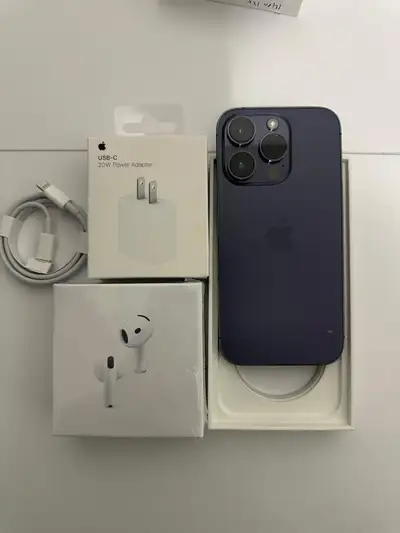 iPhone 14 PRO 128gb **Airpods pkg/Charger Set/Delivery**, View more