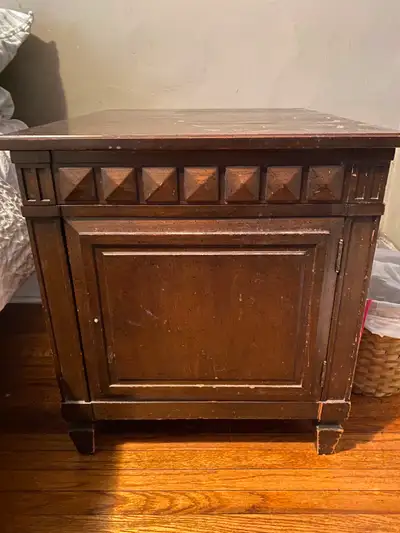 2 similar vintage-style solid oak dark wood cabinet, sideboard, View more