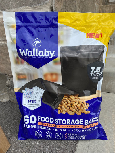 Wallaby/Mylar resealable food storage bags-food saver bags