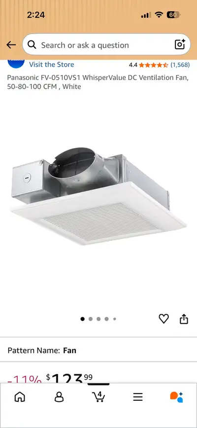Bathroom fan, brand new, wrong size and wanted to just keep same hole so my loss is your gain. Check...
