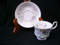 Rare Vintage Footed Royal Albert March “Violet” Cup & Saucer
