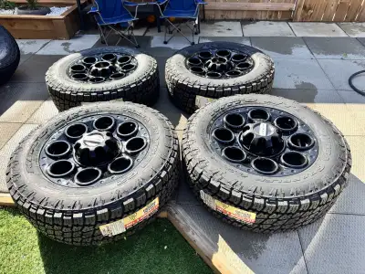 BRAND NEW FORD F250 and F350 RIMS AND NITTO TERRA GRAPLER G2 LT 275/65R20 ALL WEATHER WITH TPMS, HUB...