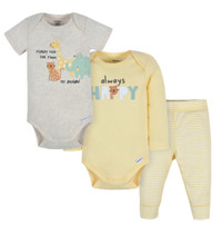3-Piece Baby Neutral Happy Safari Onesies® Bodysuits and Pants S