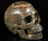 Huge 5.0" Floriated Jasper Crystal Skull! Hand carved realistic.