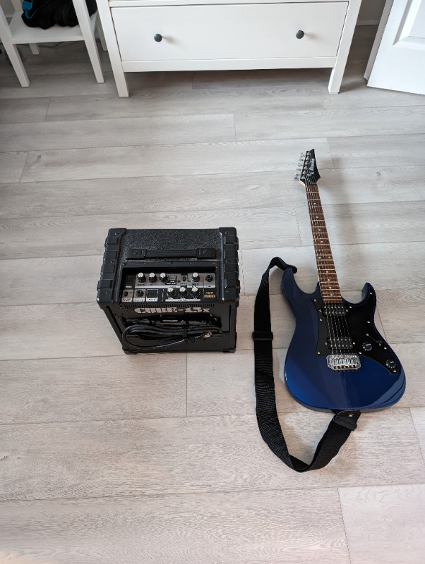 Guitare électrique Ibanez avec étuis et amplificateur dans Guitares  à Laval/Rive Nord - Image 2