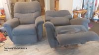 2 Matching Lazy-Boy Swivel Rocker, Leather Look Couch  Recliner