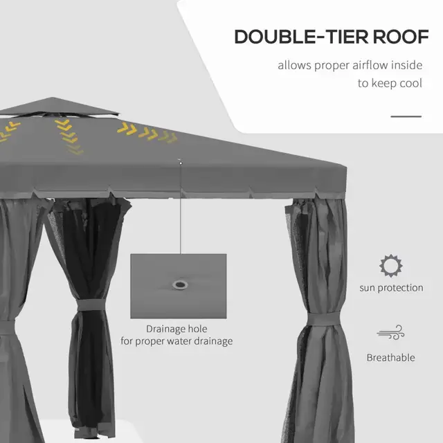 Outsunny 2-Tier Outdoor Gazebo Canopy Tent  in Patio & Garden Furniture in City of Toronto - Image 4