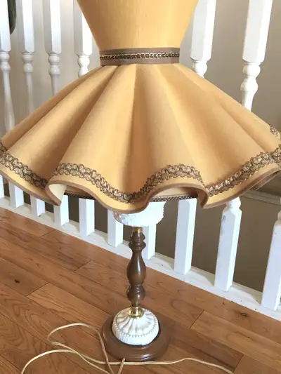 Vintage unique lamp with attractive fanned skirt shade, View more