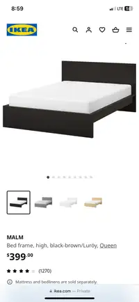 IKEA malm queen bed frame with drawers