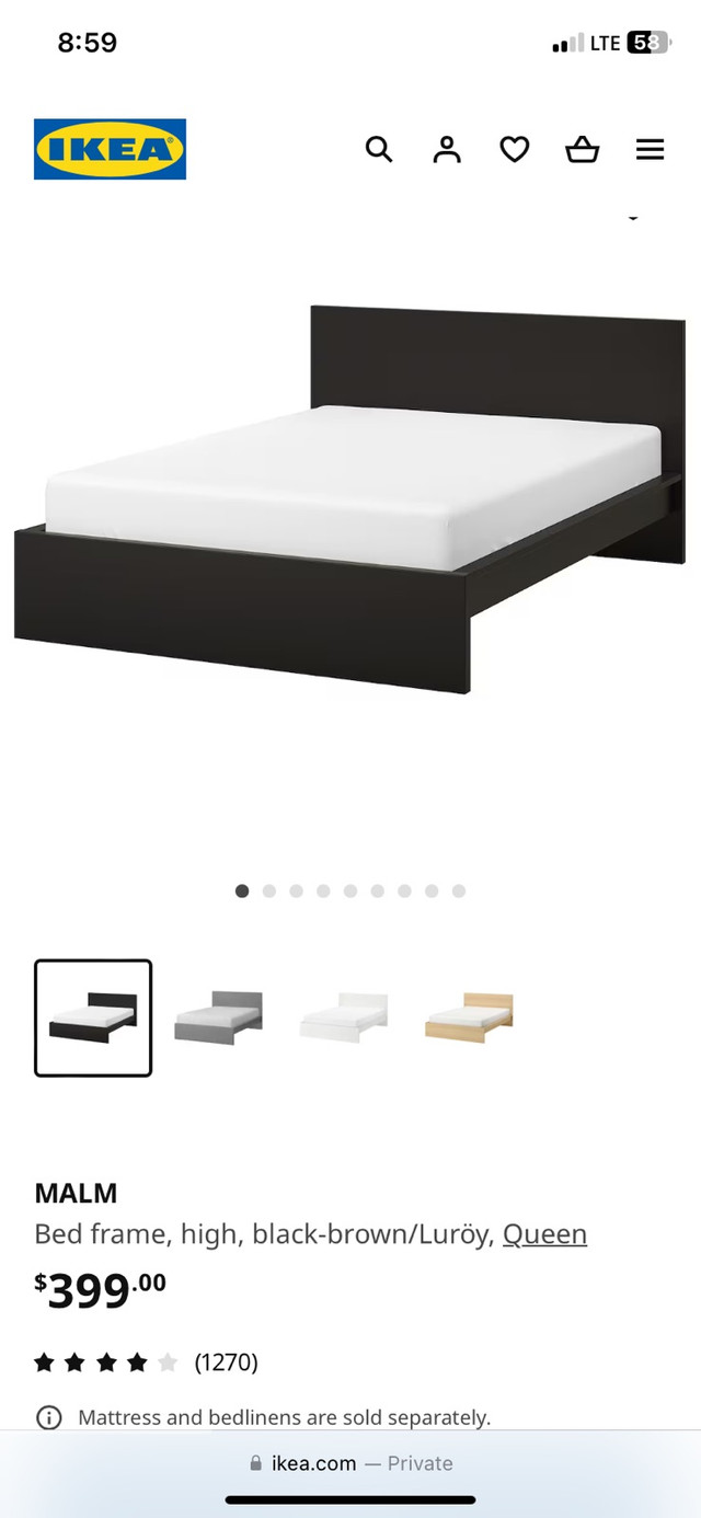 IKEA malm queen bed frame with drawers dans Lits et matelas  à Ouest de l’Île