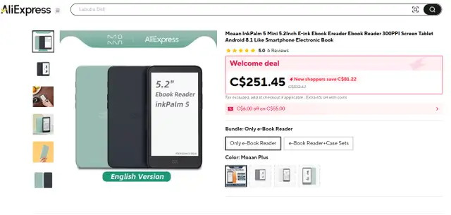 Moaan InkPalm 5 Mini 5.2Inch E-ink Ebook Ereader63871131990019122